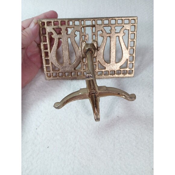 Vintage Brass Metal Tabletop Music Stand or Photo Display Easel 7"H Recipe cards - Picture 6 of 8